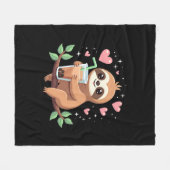 Cute Sloth Boba Bubble Milk Tea Kawaii Women Girls フリースブランケット (正面(横))