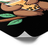 Cute Sloth Boba Bubble Milk Tea Kawaii Women Girls ポスター (角)