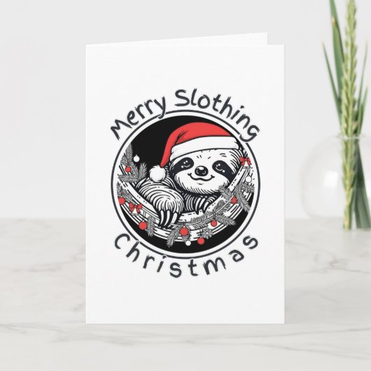 Cute Sloth Christmas Card – Merry Slothing Xmas シーズンカード (正面)