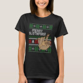 Cute sloth Christmas Merry sloths ugly Tシャツ (正面)