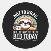 Cute Sloth Coffee Funny Quote Caffeine Lover Gift  ラウンドシール (正面)