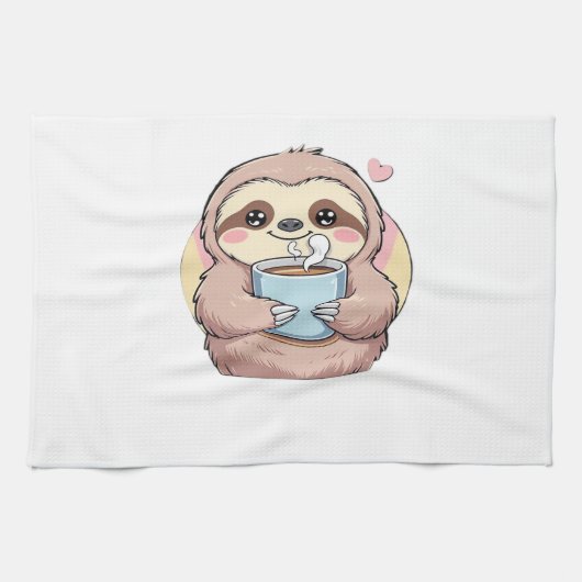 Cute Sloth Coffee Lover Shirt � Funny Fueled by Co キッチンタオル (横)
