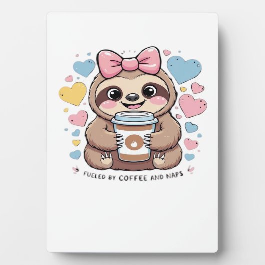 Cute Sloth Coffee Lover Shirt � Funny Fueled by Co フォトプラーク (正面)