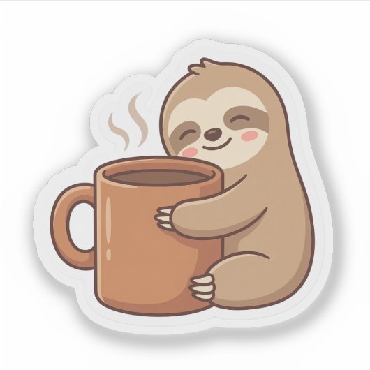Cute Sloth Coffee Sticker シール (正面)