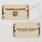 Cute Sloth Coffee Thank You Card  名刺 (正面/裏面)