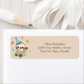 Cute Sloth Cupcake Birthday Party Return Address ラベル (インサイチュ)
