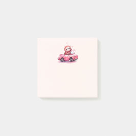 Cute Sloth Driving a Pink Convertible ポストイット