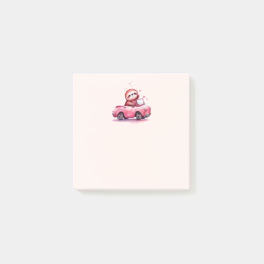 Cute Sloth Driving a Pink Convertible ポストイット (正面)