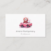 Cute Sloth Driving a Pink Convertible 名刺 (正面)