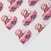 Cute Sloth Driving a Pink Convertible Pattern 薄葉紙 (詳細)
