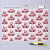 Cute Sloth Driving a Pink Convertible Pattern 薄葉紙 (クラフト)