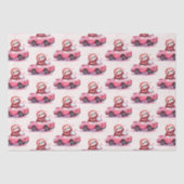 Cute Sloth Driving a Pink Convertible Pattern 薄葉紙 (正面)