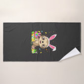 Cute Sloth Easter Egg Hunt Bunny Ear Sloth Happy E バスタオル (バスタオル)