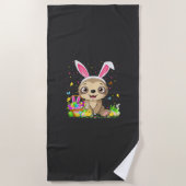 Cute Sloth Easter Egg Hunt Bunny Ear Sloth Happy E ビーチタオル (正面)