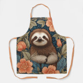 Cute Sloth Elegant Floral William Morris Inspired エプロン (正面)