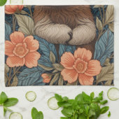 Cute Sloth Elegant Floral William Morris Inspired キッチンタオル (折り畳み)