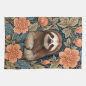 Cute Sloth Elegant Floral William Morris Inspired キッチンタオル (横)