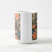 Cute Sloth Elegant Floral William Morris Inspired コーヒーマグカップ (中央)