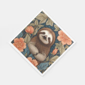 Cute Sloth Elegant Floral William Morris Inspired スタンダードランチョンナプキン (角)