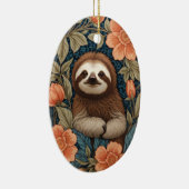 Cute Sloth Elegant Floral William Morris Inspired セラミックオーナメント (右)