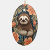 Cute Sloth Elegant Floral William Morris Inspired セラミックオーナメント (左)