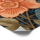 Cute Sloth Elegant Floral William Morris Inspired ポスター (角)