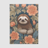 Cute Sloth Elegant Floral William Morris Inspired 薄葉紙 (正面)