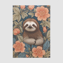 Cute Sloth Elegant Floral William Morris Inspired 薄葉紙