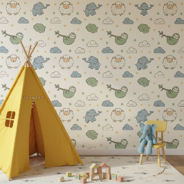 Cute Sloth Elephant Sheep Pattern ID1233 壁紙