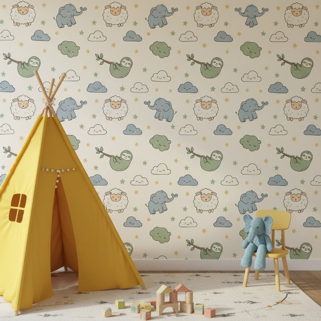 Cute Sloth Elephant Sheep Pattern ID1233 壁紙 (クリエイターアップロード済み)