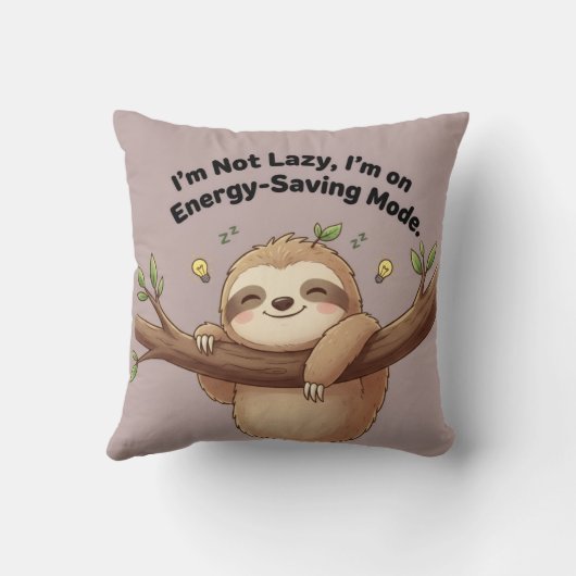 Cute Sloth "Energy-Saving Mode" クッション (裏面)