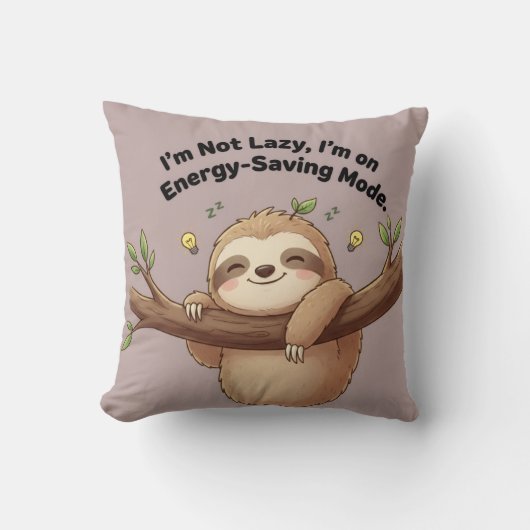 Cute Sloth "Energy-Saving Mode" クッション (正面)