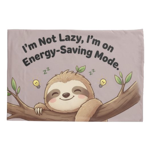 Cute Sloth "Energy-Saving Mode" 枕カバー (裏面)