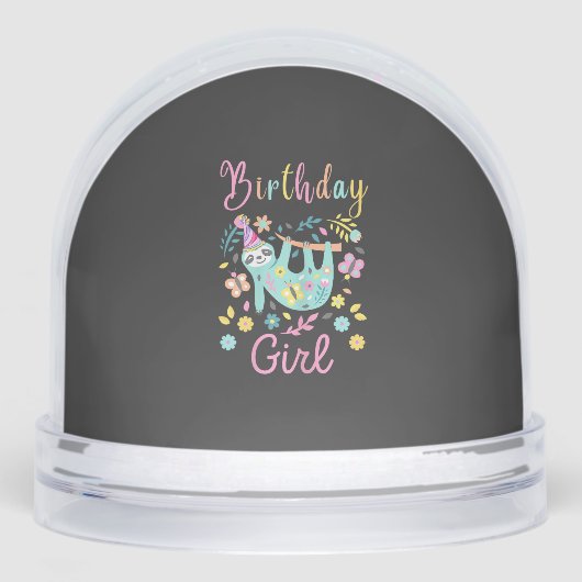 Cute Sloth Floral Girls Birthday Party T-Shirt (正面)