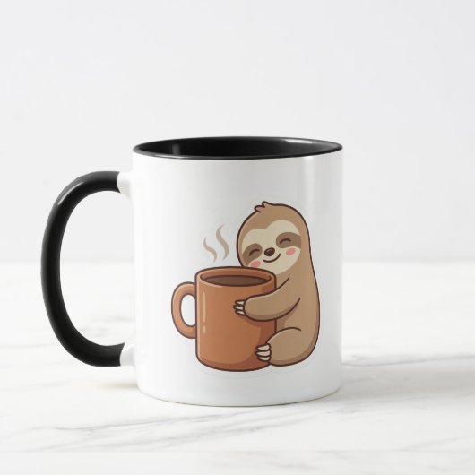 Cute Sloth Hugging Coffee Mug | Funny Morning Cup マグカップ (左)