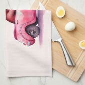 Cute Sloth in a Pink Convertible キッチンタオル (四つ折り)