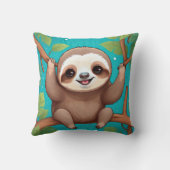 Cute sloth in a tree illustration クッション (裏面)