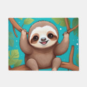 Cute sloth in a tree illustration ドアマット (正面)