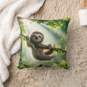 Cute Sloth In Backlit By Sunbeams クッション (ブランケット)