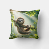 Cute Sloth In Backlit By Sunbeams クッション (裏面)