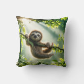 Cute Sloth In Backlit By Sunbeams クッション (正面)