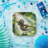 Cute Sloth In Backlit By Sunbeams ペーパープレート (パーティー)