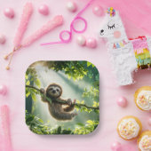 Cute Sloth In Backlit By Sunbeams ペーパープレート (パーティー)