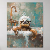 Cute Sloth in Bubble Bath Poster ポスター (正面)