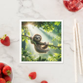 Cute Sloth In Sunbeams スタンダードカクテルナプキン (インサイチュ)