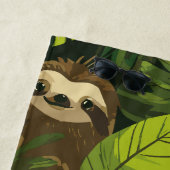 Cute Sloth Jungle Pattern – Green Leaf Design ビーチタオル (インサイチュ)