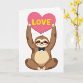 Cute Sloth Love Heart Card カード (黄色い花)