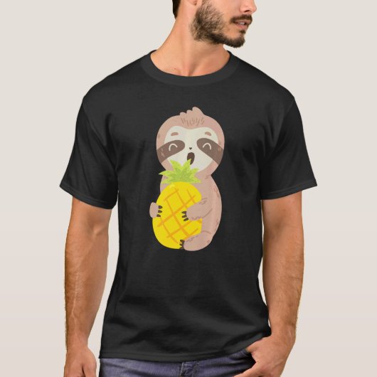Cute Sloth Pineapple Tropical Fruit Food Tシャツ (正面)