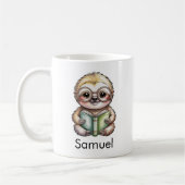 Cute Sloth Reading a Book Custom コーヒーマグカップ (左)