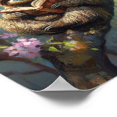 Cute Sloth Reading a Book Poster ポスター (角)